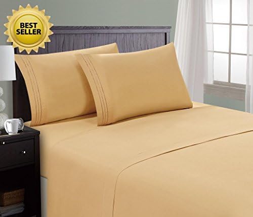 HC COLLECTION 1800 Series Microfiber Sheet & Pillow Case Set(King, Camel Gold)