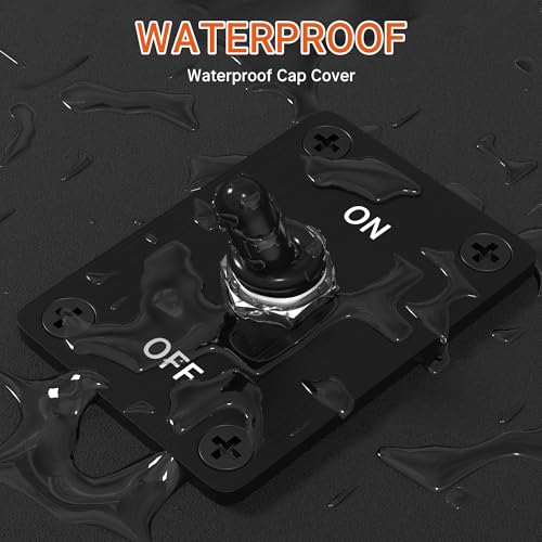 Image of RVBOATPAT Heavy Duty Waterproof Toggle Switch 12V DC 30A 2 Pin SPST ON /Off Toggle Switch with Mounting Panel for Marine Boat Automotive