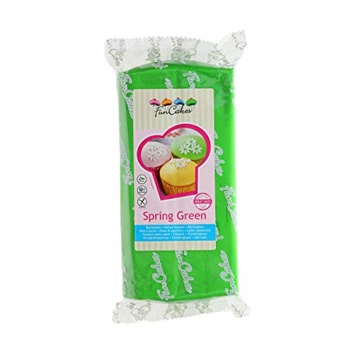 FunCakes Fondant Verde Primavera: Fácil de Usar, Suave, Flexible, Suave y Flexible, Perfecto para Decorar Pasteles, Halal, Kosher y Libre de Gluten. 1 kg 1000 gr