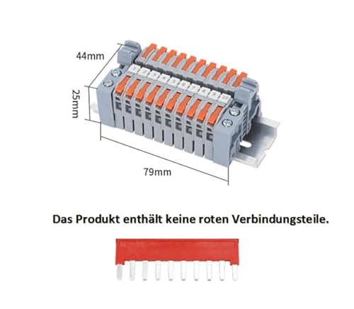COZERI 10 Stk Reihenklemmen Hutschiene,für 0,5-2,5mm² Kabel,Durchgangsklemmen, für Elektroinstallation, Heimwerkerprojekte und schnelle Verdrahtung
