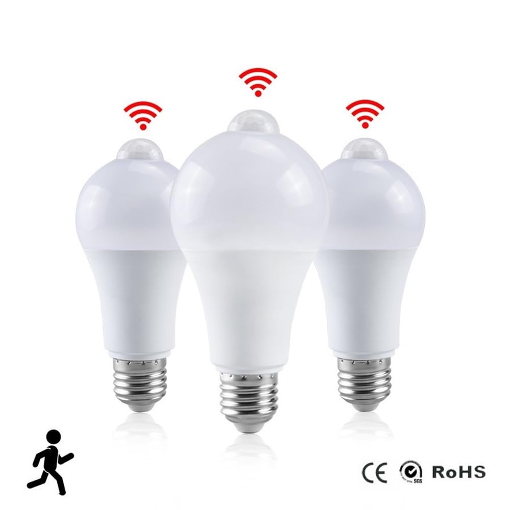 Luci, Confezione da 10, lampadine LED con sensore AC85-265V E27 12W/15W/18W/20W, lampade con sensore corporeo, Illuminazione a infrarossi PIR, lampadine per Uso Domestico, E27 20W E27 18W