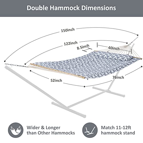 Suncreat Hammocks Heavy Duty Hammock With Hardwood Spreader Bar, Double Rope Hammock With Polyester Pad thumb #3