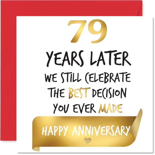 Stuff4 Gold 79th Anniversary Card for Women and Men