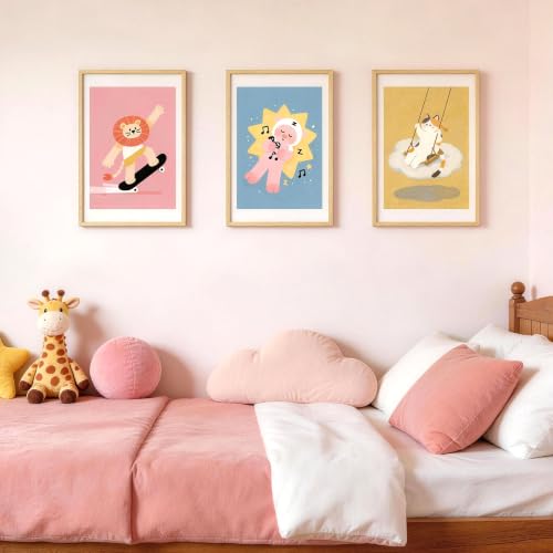 Image of upsimples 16x24 Picture Frame Solid Wooden, Nursery Wall Frames Set of 3