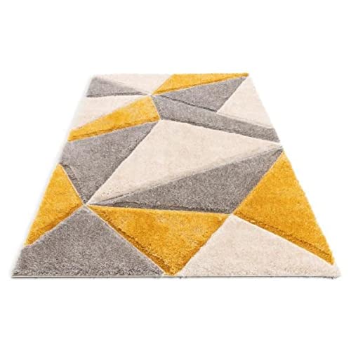 Image of Shaggy Super Soft Carpet for Home & Living Room Size - 5 X 8 Ft (Yellow Grey 2)