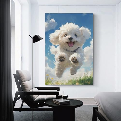 Cuadro de Bichon Frise de 50x75cm para dar vida a paredes blancas vacias 3