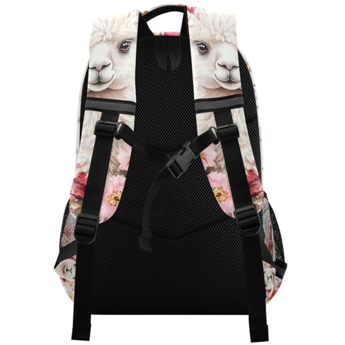 UMIRIKOKids Cute White Alpaca Flowers Backpack for Boys Girls,School Elementary Bookbags with Chest Clip 202c09322