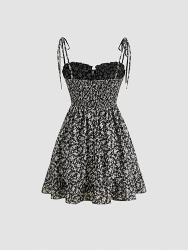 Image of CIDER Floral Dress for Women Summer Mini Sundresses Spaghetti Strap Cute Vacation Dresses Boho Casual Outfits