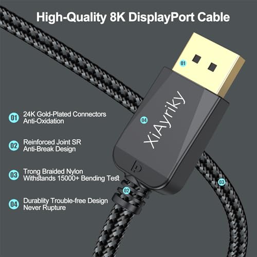 Cable DisplayPort 8K de 10 pies en pack de 10 para diseñar y jugar sin interrupciones 7