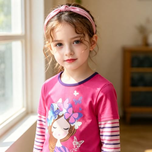Image of VIKITA Girls Long Sleeve T-Shirt, Cotton Graphic Top