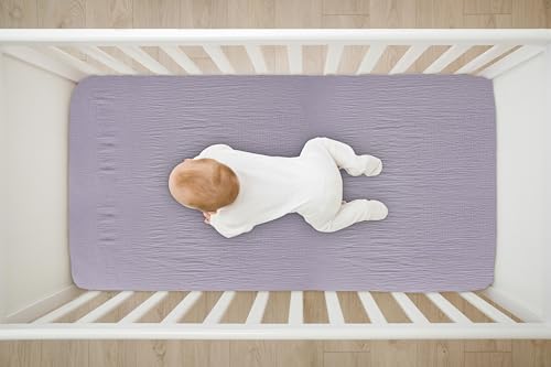 Image of TADO MUSLIN Baby Crib Sheets 2 PCS, 100% Organic Cotton Fitted Crib Sheet for Standard Crib Mattress (52 inchx28 inch), Soft and Breathable for Girl and Boy