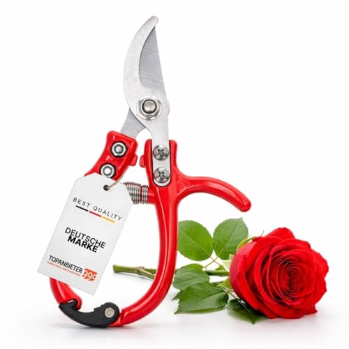 Rosenschere 15,2 cm, Bypass-Schere für Rosen und Sträucher, präzise Blumenpflege, Gartenwerkzeug aus Carbonstahl, ergonomische Blumenschere, Handgartenschere Federmechanik