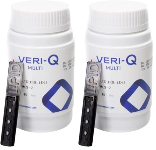 Veri-Q Cholesterol Home Test Kit Strips - Healthy Lipid HDL, LDL and Triglyceride Test Strips. 5 Strips Plus lancets and pipettes. (Pack of 2) option