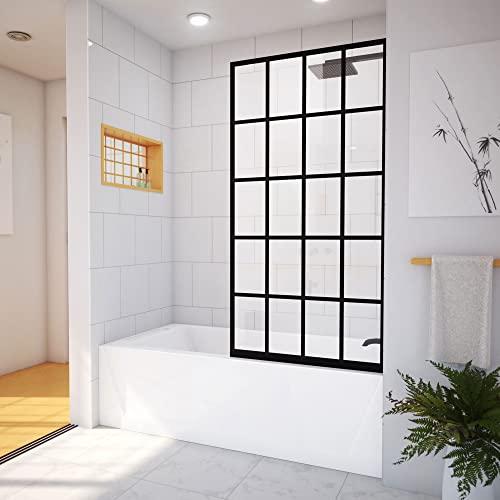 Dreamline French Linea Toulon 30 In. W X 58 In. H Frameless Single Panel Tub Screen In Satin Black #TOP17