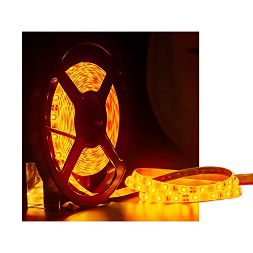 iNextStation 12V LED Light Strip IP65 Waterproof Yellow LED Strip Lights 16.4ft/5m Cuttable 300 SMD 2835 LED Tape Flexible Led Lights for Bedroom Outdoor Indoor Decor (Power Adapter not Included)