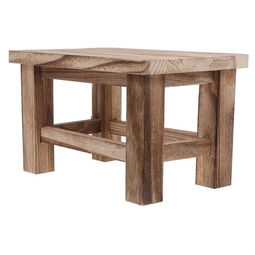 Silla pequeña de madera sólida resistente y cómoda con acabado rústico 2