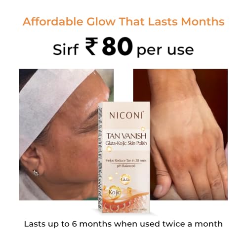 Image of NICONI Gluta-Kojic Skin Polish | D-Tan Professional Face Pack for Brightening & Glow | Instant Tan Removal & Dead Cell Exfoliation | Smooth Radiant Finish | 180g