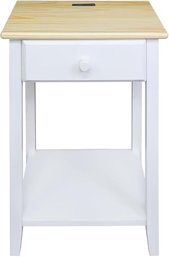 Miniatura 18 de Casual Home Owl - Mesa de noche blanca con puerto USB Espresso,Natural/Gris,natural / blanco,Café cálido,Blanco,nogal y negro.