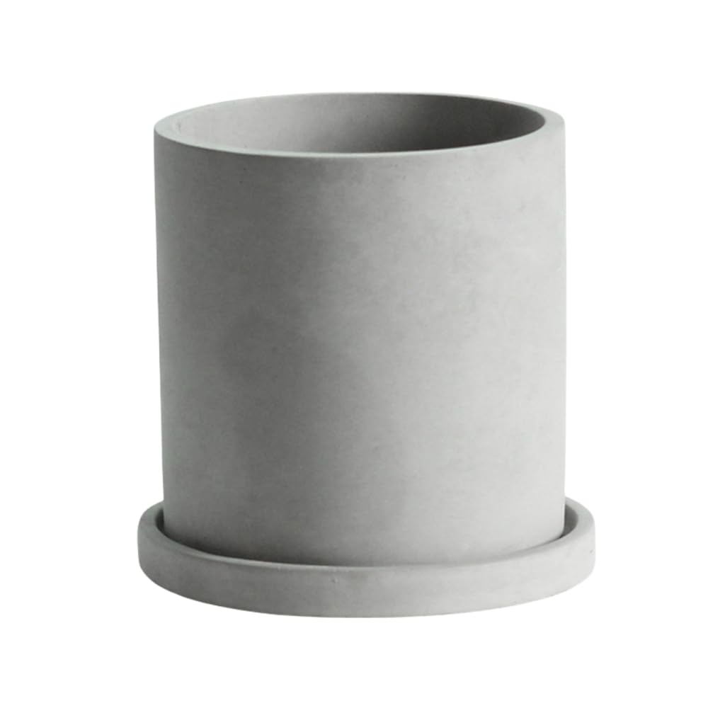 Amazon.co.jp: 植木鉢 セメント 鉢 受け皿付き 観葉植物 円筒形鉢