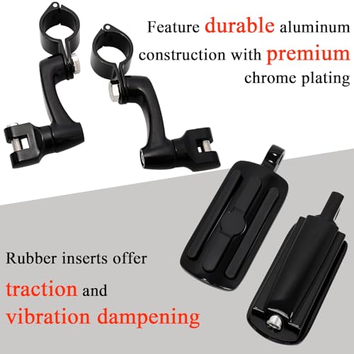 FOVPLUE 1", 1.25" Highway Footpegs,Adjustable Highway Peg for Harley Touring Softail Dyna Sportster Honda Kawasaki Suzuki Yamaha Indian Victory with 1", 1-1/4",22-35mm Engine Guards/Tubing,Gloss Black by FOVPLUE - Image 5
