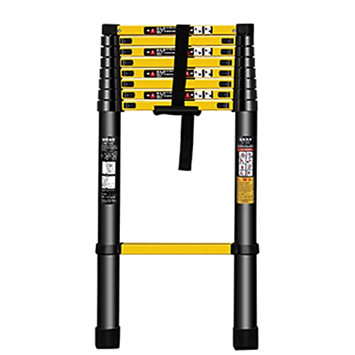 Escalera Telescópica De Múltiples Fines Aluminio, Tarea Pesada Escalera Extensible con Pies Antideslizantes, para Interior/Exterior/Loft/Dormitorio/Trastero Cover