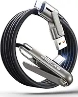 3-in-1 240W Invisible Stand Fast Charging Cable, 240W Chubby USB A/C to USB C Cable, 90 Degree Angled with Built-in Phone Stand, Type C Charger Cord (3.3FT) for iPhone 17/16 Pro Max Galaxy S26 Ultra
