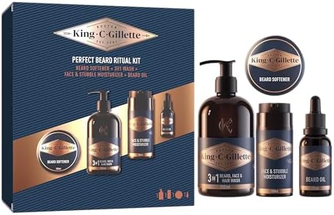 King C. Gillette Beard Kit for Men, Includes 3-in-1 Beard Cleansi...