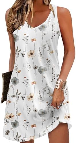 Zeagoo Womens Summer Dress 2026 Loose V Neck Sleeveless Sundresse...