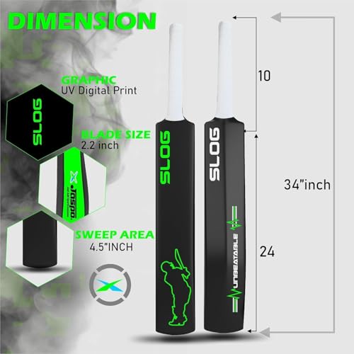 Image of Jaspo Slog Plastic Cricket Kit | 34 Inch Bat Specially Designed for Tennis Ball & Wind Ball | Durable Cricket Set for Kids, Beginners & Casual Play | (Slog Bat with 1pc Ball)