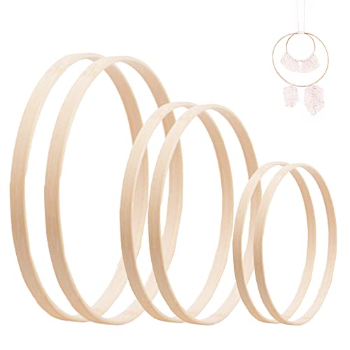 Gotetiso 6 Piezas Aros para Atrapasueños Anillosde Bambú Aro de Madera de Bambú Anillos de Corona de Madera Aros de Macramé Flores de Bambú para Manualidades DIY Boda Manualidades 3 Tamaños