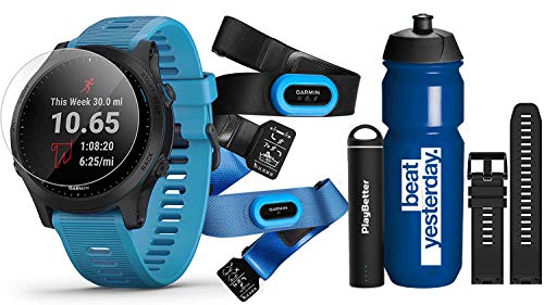 Garmin Forerunner 945 (Tri-Bundle) Runner's Bundle | Includes Garmin Water Bottle, HRM-Tri