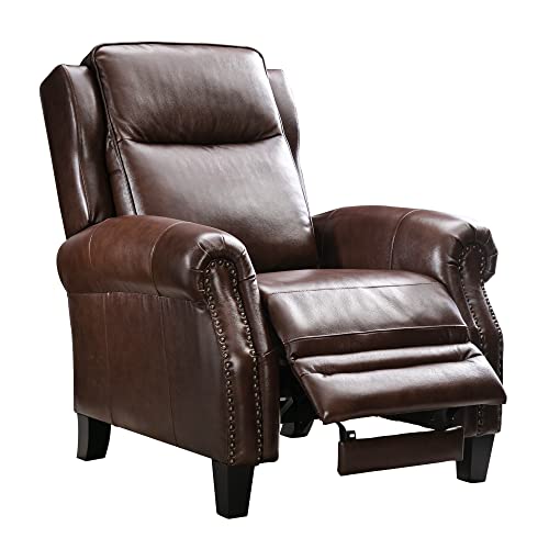 Ebello Push Back Recliner Chair, Faux Leather Armchair Pushback Recliner With Rivet Decoration, Classic Single Sofa Chair For Living Room, Bedroom (Brown) #TOP11
