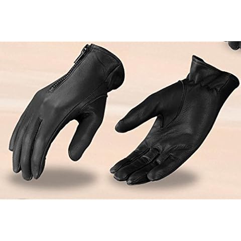 Large Black Ladies Leather Motorcycle Gloves Cover