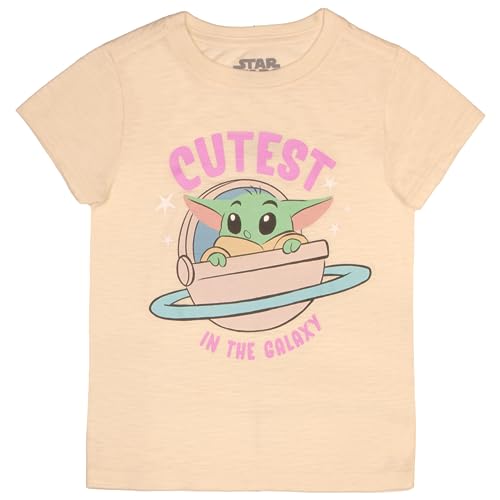 STAR WARS The Mandalorian Grogu Baby Yoda Girls 4-Piece Set, 4-Pack Short Sleeve T-Shirt Bundle Set for Kids and Toddlers4