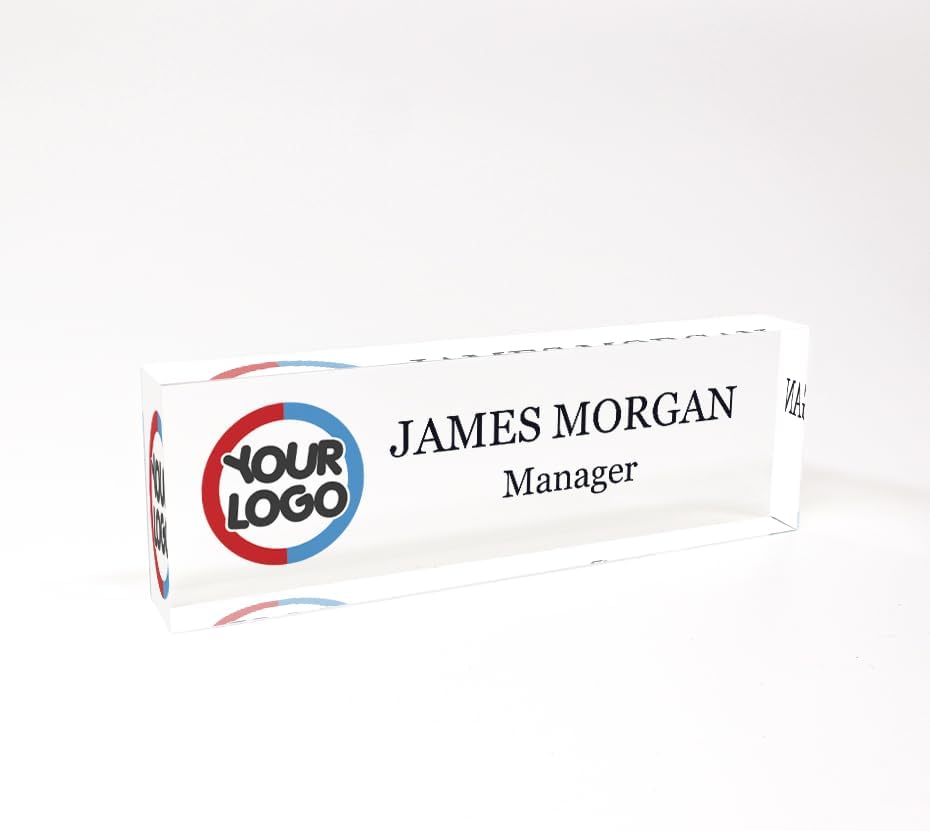 Personalized Desk Name Plate with Custom Logo – Office Desk Decor, Company or Personal Name Sign, Unique Gift for Him or Her, 8"x2.5" – ARTSWAVE - Image 3