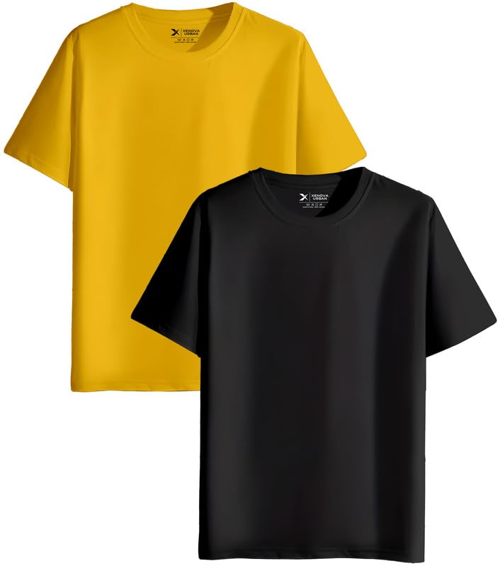 Image of XENOVAURBAN Unisex Regular Cotton Combo of 2 Solid Color Tshirt