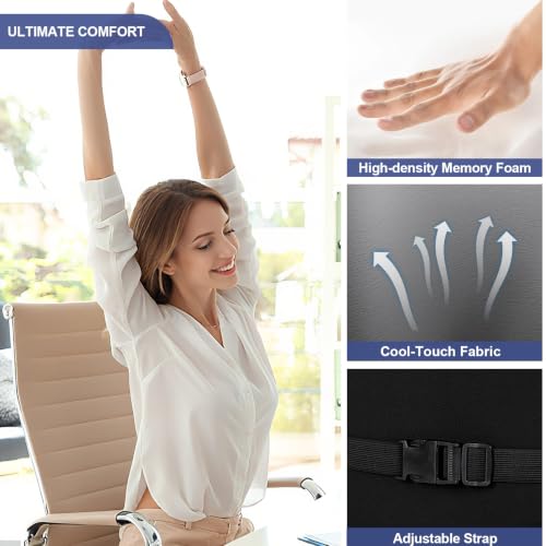 Image of BYMECOST Cooling Lumbar Support Pillow for Car,Memory Foam Car Back Cushion