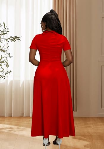 Image of Famnbro Womens Vintage Dress Casual 1950s Short Sleeve A-Line Work Church Business Party Elegant Dresses