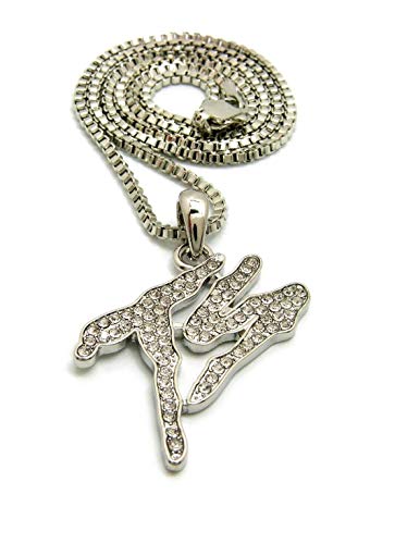 Hip Hop Iced Terror Squad TS Pendant 2mm 24'' Box Chain Necklace for Men
