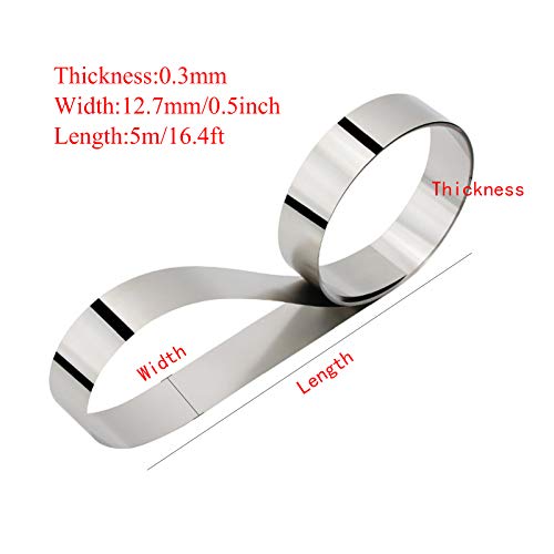 Mhui High Precision Thin Stainless Steel 304 Gap Gasket Plate Sheet 5M/16.4Ft Width 0.5Inch For Machine Maintenance(Thick 0.3-0.5Mm),0.30 X 12.7Mm #TOP1