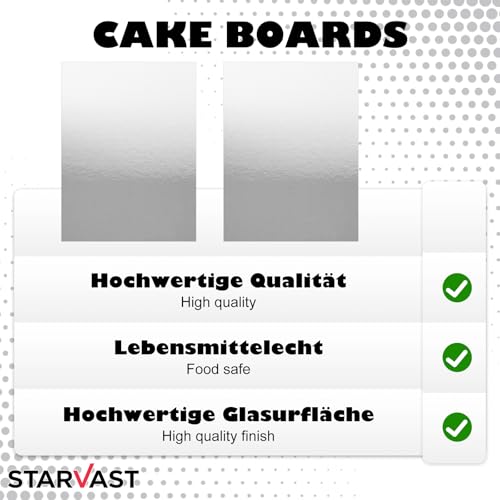 Carton argenté de 2 mm d'épaisseur STARVAST support gâteau rectangulaire 40x30