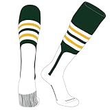 PEAR SOX OTC Baseball Softball Stirrup Socks (F, 9in) Forest Green, White, Gold