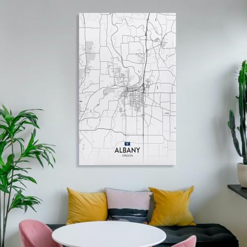 LZTEN Poster de carte de la ville Albany OU Art - Décoration murale pour bar, restaurant, garage, café - Sans cadre - 50 x 75 cm – vue 7