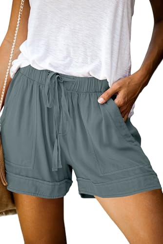 Image of KISSMODA Womens Summer Shorts Leopard /Camo /Solid /Floral Print Elastic Waist Pocketed Casual Pants