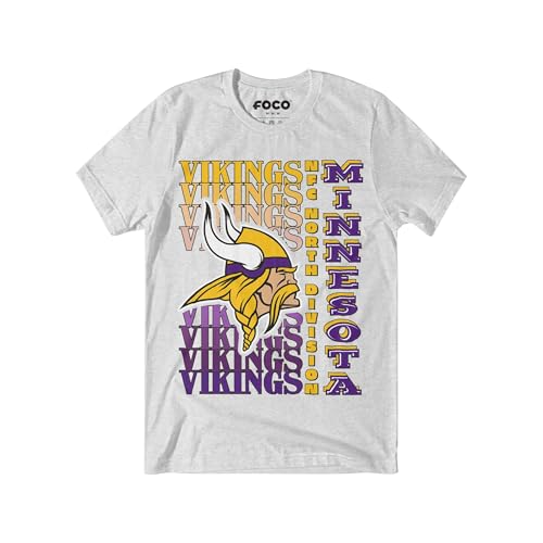 FOCO Men's Minnesota Vikings NFL Team Logo Gradient Wordmark Short Sleeve T-Shirt, Ash