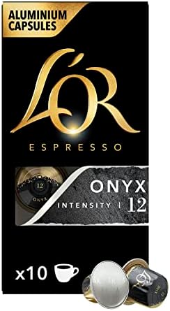 L'OR - Espresso Coffee - Onyx - Core Collection - Intensity 12 - Dark Roast - 10 Aluminium Capsules Compatible with Nespresso Original Machine (Pack of 1)