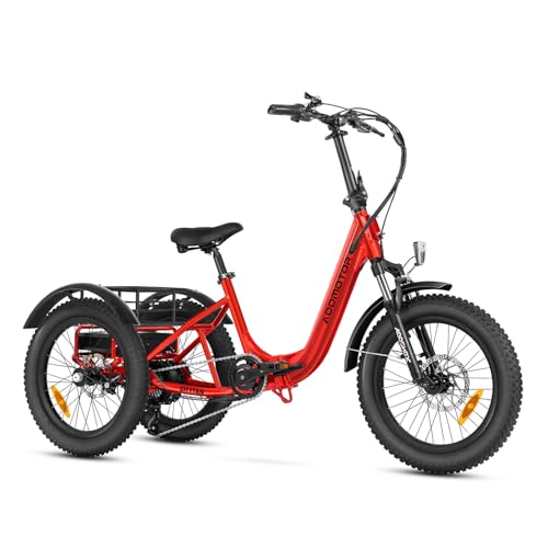 ADDMOTOR Citytan Electric Tricycle for Adults, Fat Tire Folding Electric Trike, 3 Wheels Electric Bicycle Bikes, Peak 1100W Step-Thru Etrike with Removable Battery and Parking Brake