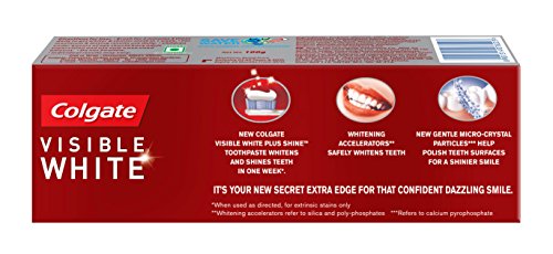 Image of Colgate Toothpaste Visible White Plus Shine for Cavity Protection, Enamel Protection, Whitening, Plaque Removal (100g)