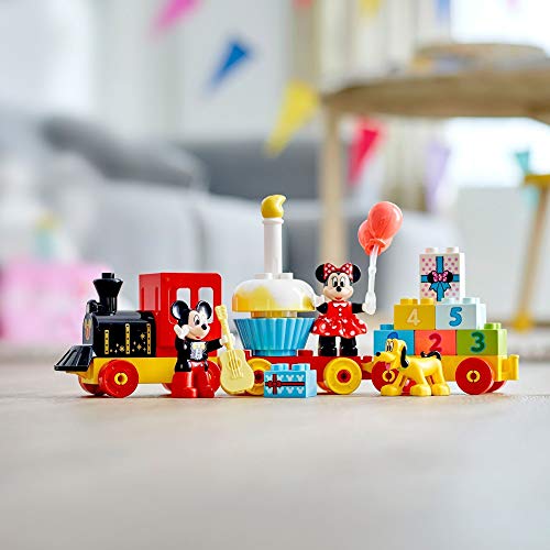LEGO 10941 Duplo Tren de Cumpleaños de Mickey y Minnie, Juguete para Niños de 2, 3 y 4 Años o Más, Figura de Pluto, Tarta y Vela, Regalos para Bebés