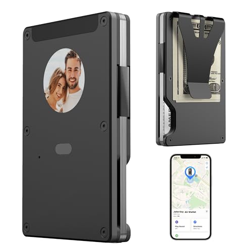 OHAANYY Cartera de Aire Rastreable por GPS,Cartera Delgada y Cartera Minimalista con Chip Airtag Integrado,Soporte para Tarjetas de Crédito con Bloqueo RFID,Compatible Solo con Find My iOS